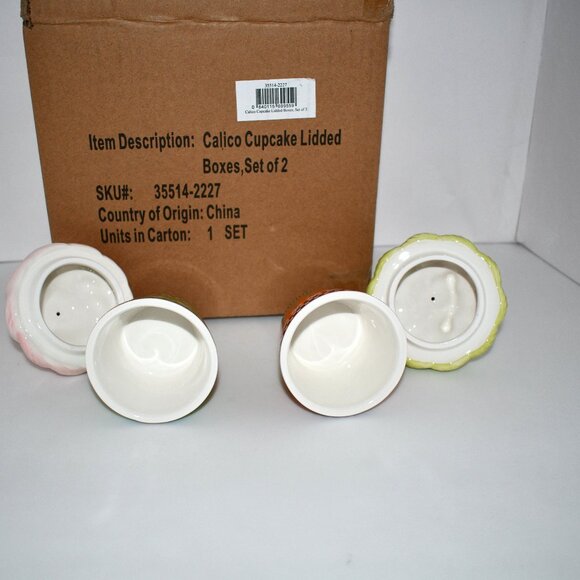 Mackenzie-Child Calico Cupcake Lidded Boxes, Set of 2 #:...